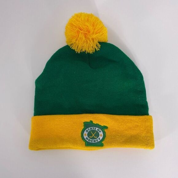 Minnesota Wild State Of Hockey Green & Yellow Pom Pom Winter Hat - Picture 1 of 2